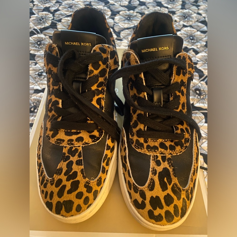 Michael Kors Kids Black and Leopard Sneakers